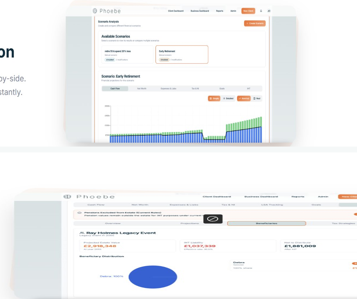 Phoebe Monte Carlo probability analysis and UK tax calculations